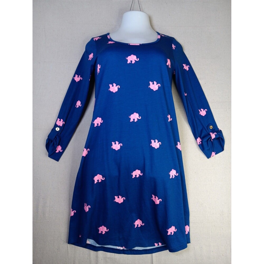 NWT Lilly Pulitzer Ocean Ridge Dress Small Navy Elephant Print 100% Pima Cotton